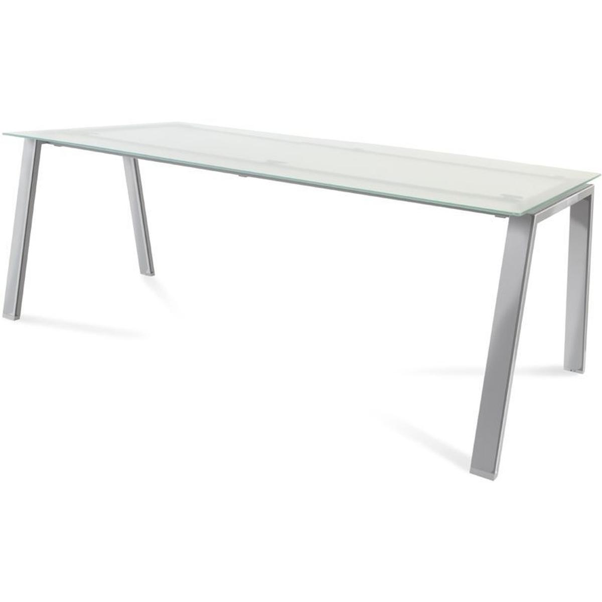 Rocada, Schreibtisch, Schreibtisch Blanca BxTxH 200x80x73cm Gestell verchromt Platte Glas satiniert