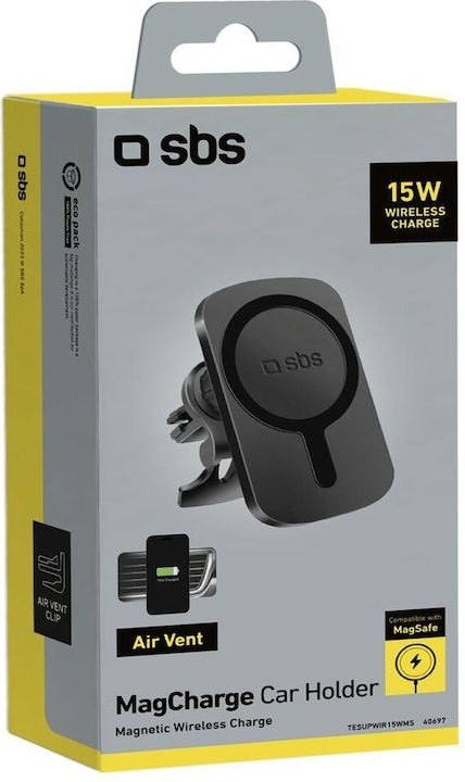 Produktbild SBS induktive MagSafe Lüftungsschlitz-Halterung 15W, schwarz