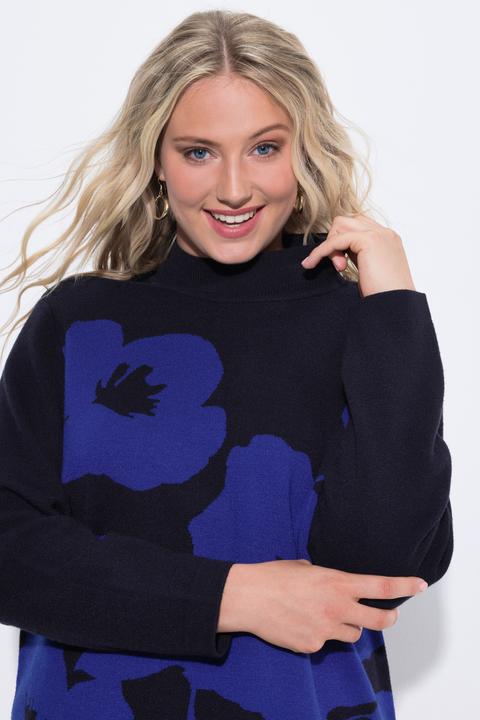 Produktbild Ulla Popken Pullover, Blüten, Oversized, Stehkragen, Langarm (60)