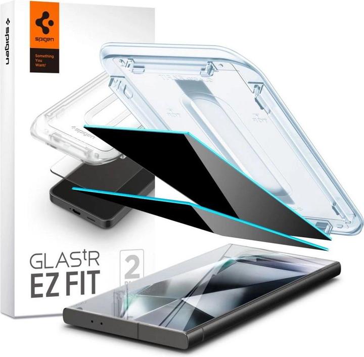 Productafbeelding Spigen Galaxy S24 Ultra Glazen Screen Protector EZ Fit GLAS.tR Privacy 2PCS (2 Stuk, Samsung Galaxy S24 Ultra)