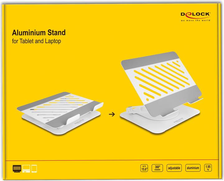 Actual product image Delock Tablet and notebook stand holder adjustable aluminium