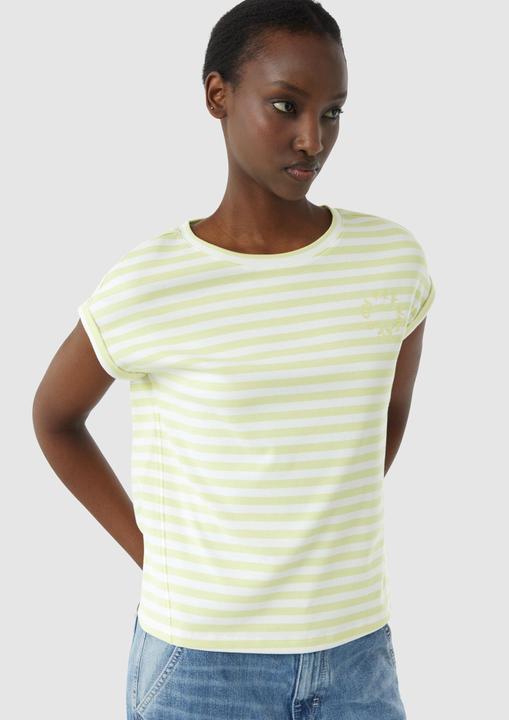 Actual product image Comma T-Shirt Gestreiftes T-Shirt mit verlegter Seitennaht und Printdetail (38)