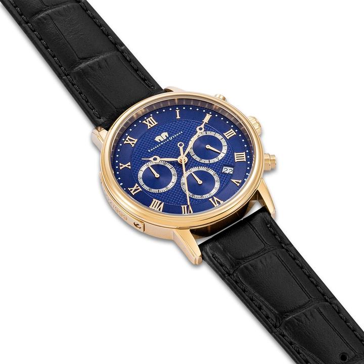 Produktbild Herren Chronograph Moonlight Echtleder schwarz - 26505 (Chronograph, 40 mm)
