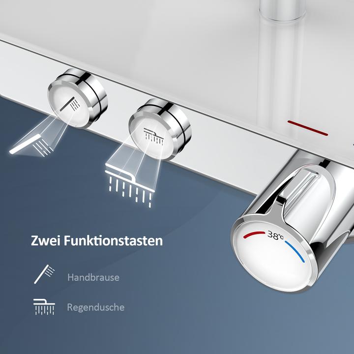 Actual product image Emke Thermostatic Shower System, Shower Column Set, Overhead Shower, Hand Shower, Chrome