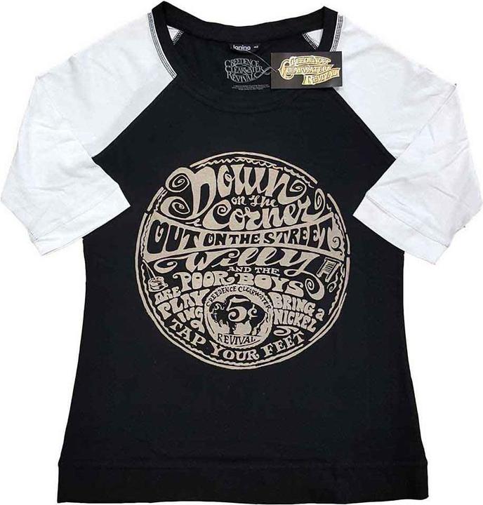 Creedence Clearwater Revival Down On The Corner (Bl - Wh) Raglan (Girlie)