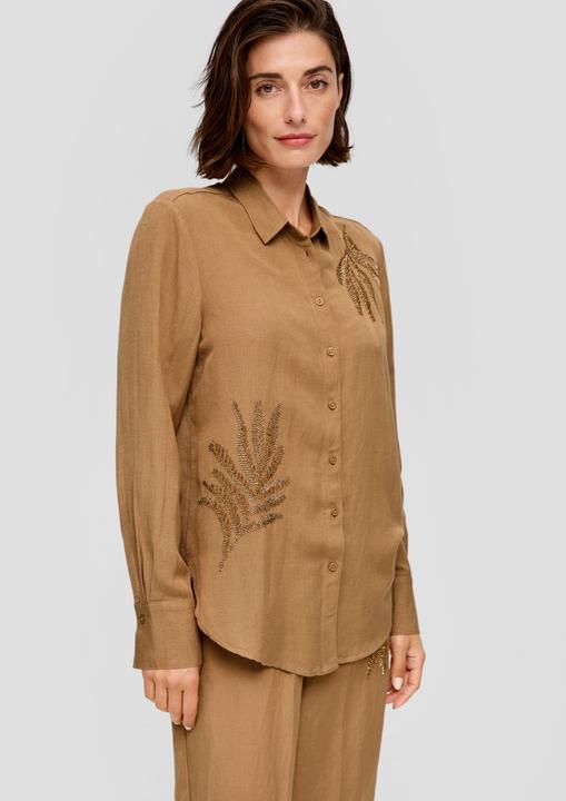 Produktbild s.Oliver Bluse Longbluse aus Leinenmix mit Schmuckperlen (38)