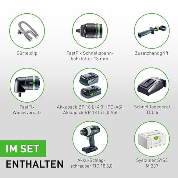 Produktbild Festool TID 18 5,0/4,0-Set TPC 18/4 (Akkubetrieb)