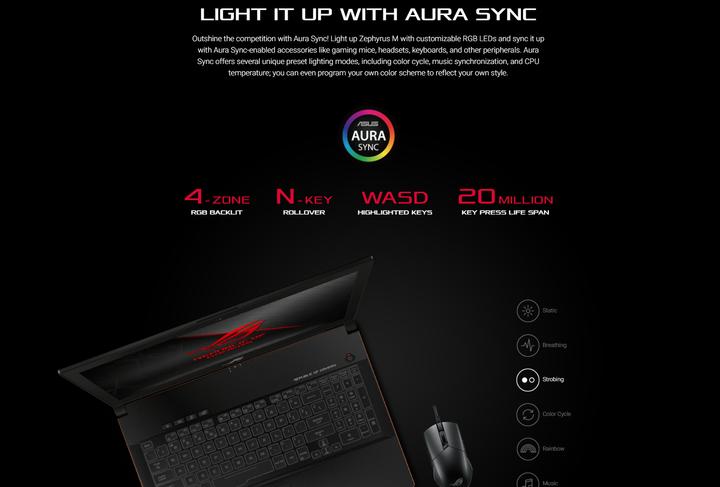 Produktbild ASUS ROG Zephyrus M GM501GS-EI004T (15.60", Intel Core i7-8750H, 16 GB, 512 GB, CH)