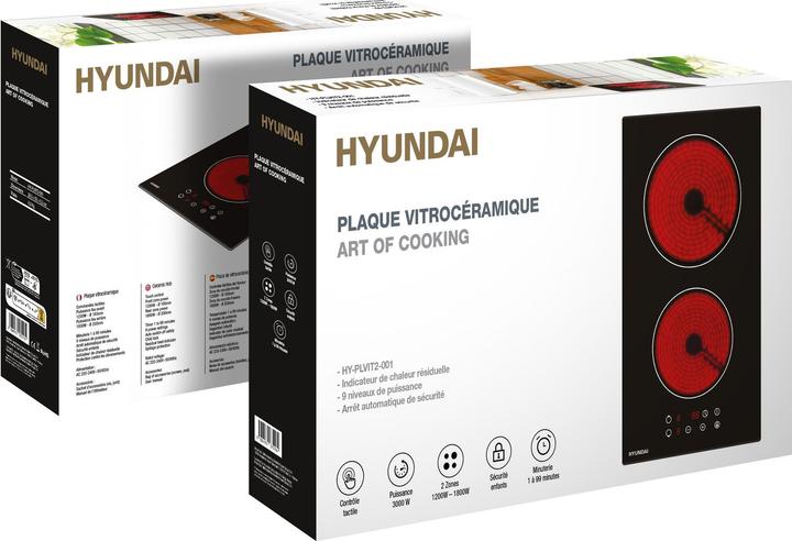 Image du produit Hyundai Glaskeramik-Kochfeld mit 2 Kochstellen (28.80 cm, Table de cuisson en vitrocéramique)