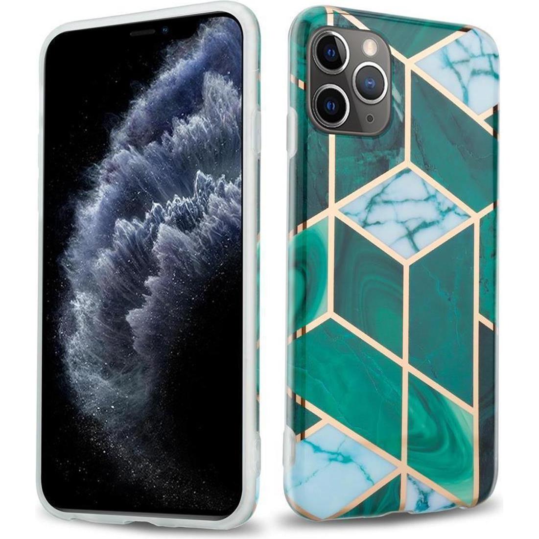 Cadorabo IMD TPU Bunter Marmor Cover (Apple iPhone 11 Pro Max), Smartphone Hülle, Grün