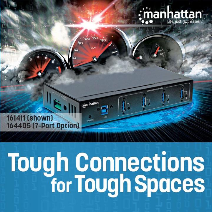 Actual product image Manhattan 7-Port Industrial USB 3.0 Hub (USB-B, 7 ports)