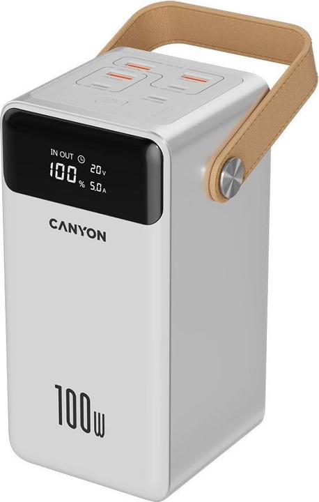 Canyon Powerbank Powerbank OnPower 610 metaal 60000 mAh PD100W Wit (60000 mAh)