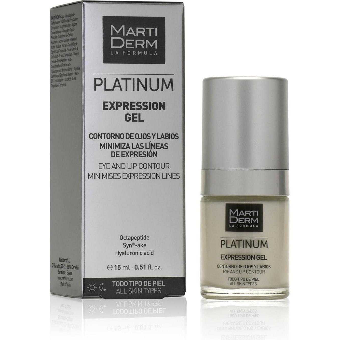 Martiderm, Augenpflege, PLATINUM EXPRESSION eyes & lips contour gel 15 ml (Gel, 15 ml, Tag + Nacht)