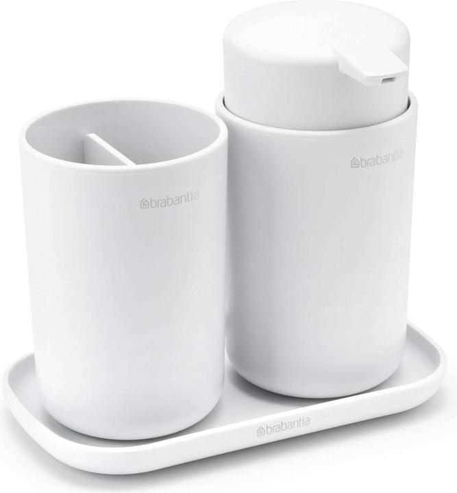 Actual product image Brabantia Soap Dispenser Set with Toothbrush Cup and Bowl White