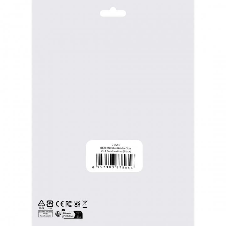 Actual product image Ugreen - Cable Organizer 3+1 (70585) - Main and Single, 4 Holder Clips - Black