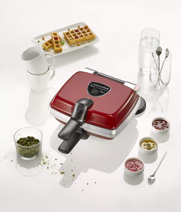 Actual product image Lagrange Waffle iron Super 2 nonstick coating red waffle plates croque monsieur