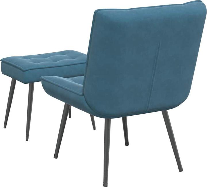 Produktbild vidaXL Relaxsessel mit Hocker Blau Samt Sessel Sessel mit Hocker
