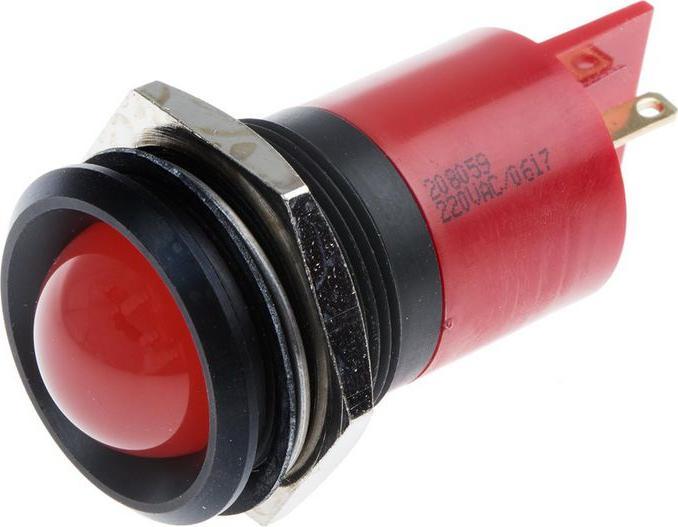 Produktbild RS PRO LED erhaben 22mm schwarz 230Vac rot