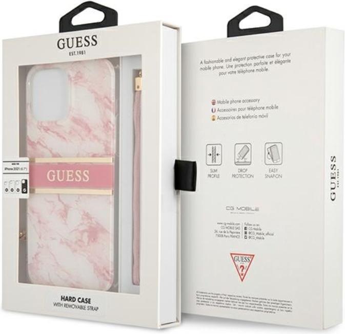 Actual product image Guess Hard Cover Marble Stripe with Strap (Apple iPhone 13 Pro Max)