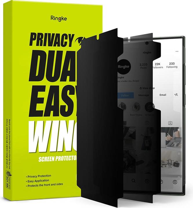 Actual product image Ringke Folia Ochronna Dual Easy Galaxy S23 Ultra Privacy (1 Piece, Samsung Galaxy S23 Ultra)
