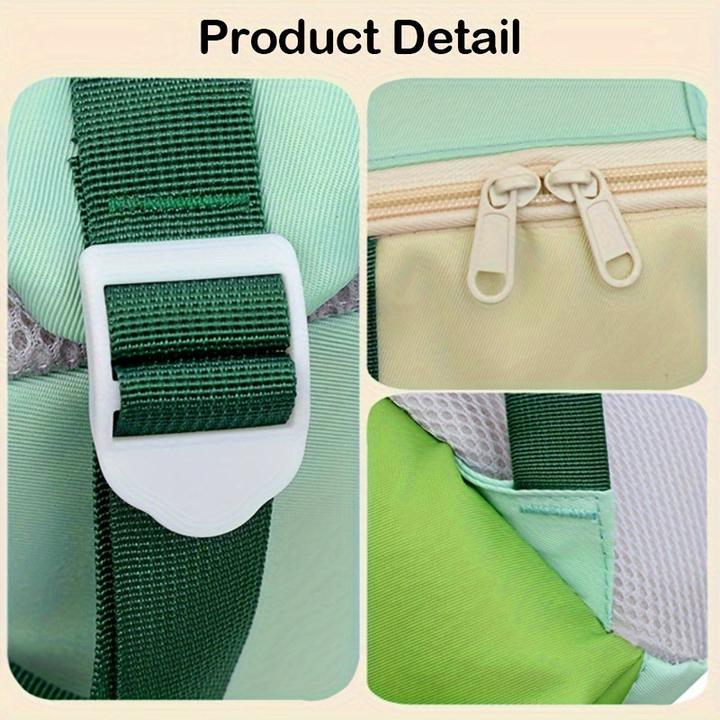 Actual product image Only-Bags.Store Cute fashion colour clashing knapsack with zipper and adjustable straps, pendant decor