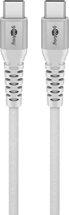 Immagine prodotto Goobay Cavo tessile da USB-C a USB-C con spine in metallo, 1 m, bianco (1 m, USB 2.0, 60 W)