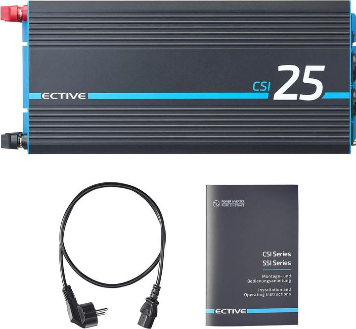 Produktbild Ective CSI 25 Sinus-Wechselrichter 2500W 24V mit Netzvorrangschaltung und Ladegerät (CH-Stecker)