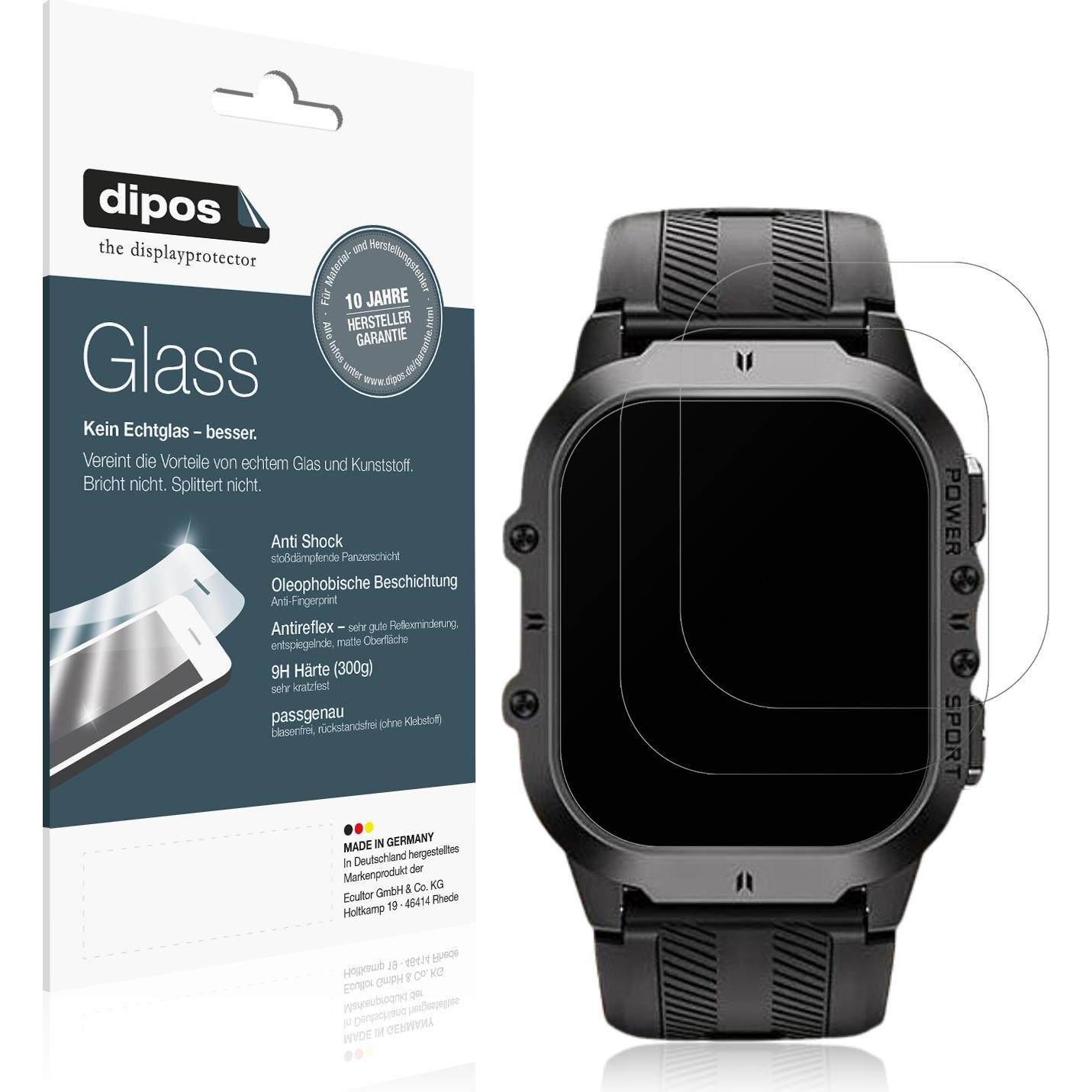 Dipos Anti-Shock Displayschutz Matt 9H, Smartwatch Schutzfolie, Transparent
