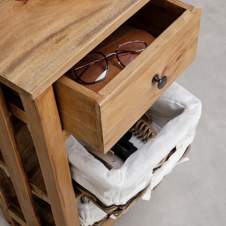 Image du produit IDIMEX Nachttisch TOURNETTE mit Schublade und 2 Körben – Mahagoni