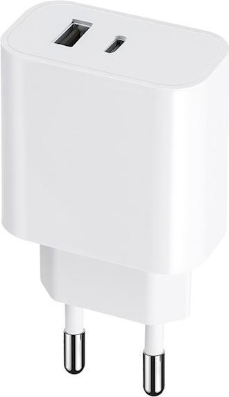 Actual product image Maxlife MXTC-06 PD QC charger 1x USB-C 1x USB 20W white (20 W, 2 ports)