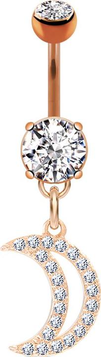 Image du produit Star Piercing Banane or rose avec pendentif demi-lune (Laiton, Acier chirurgical 316L)