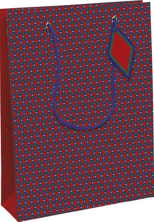 blue and green diamonds, Red