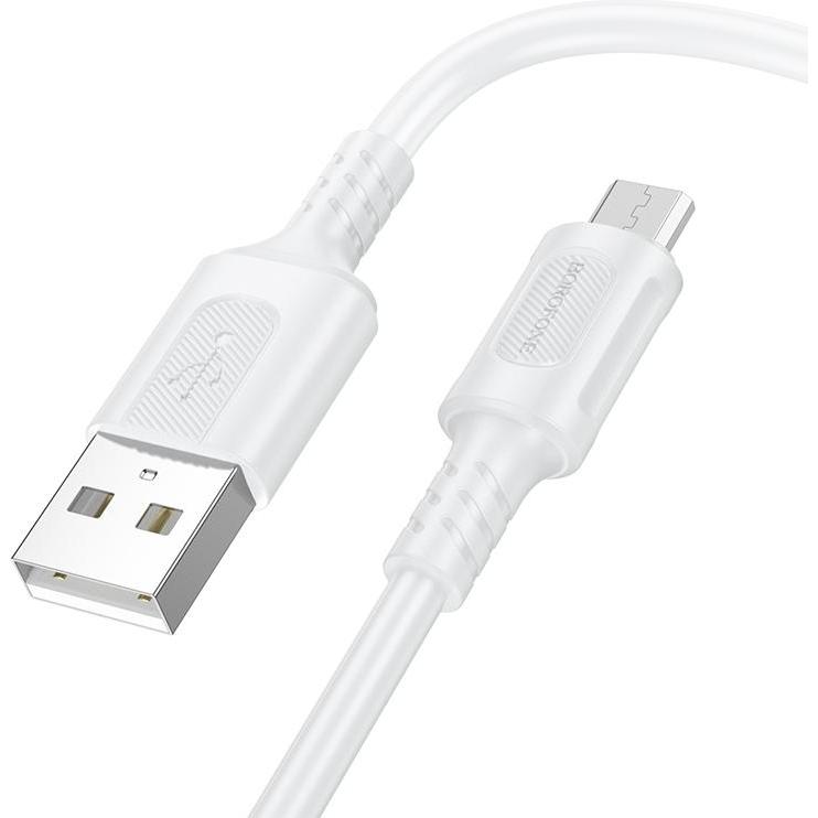 Borofone USB-A to microUSB Kable BX111 Feliz, 18W, 2A, 1m, White (1 m, 18 W), USB-kabel