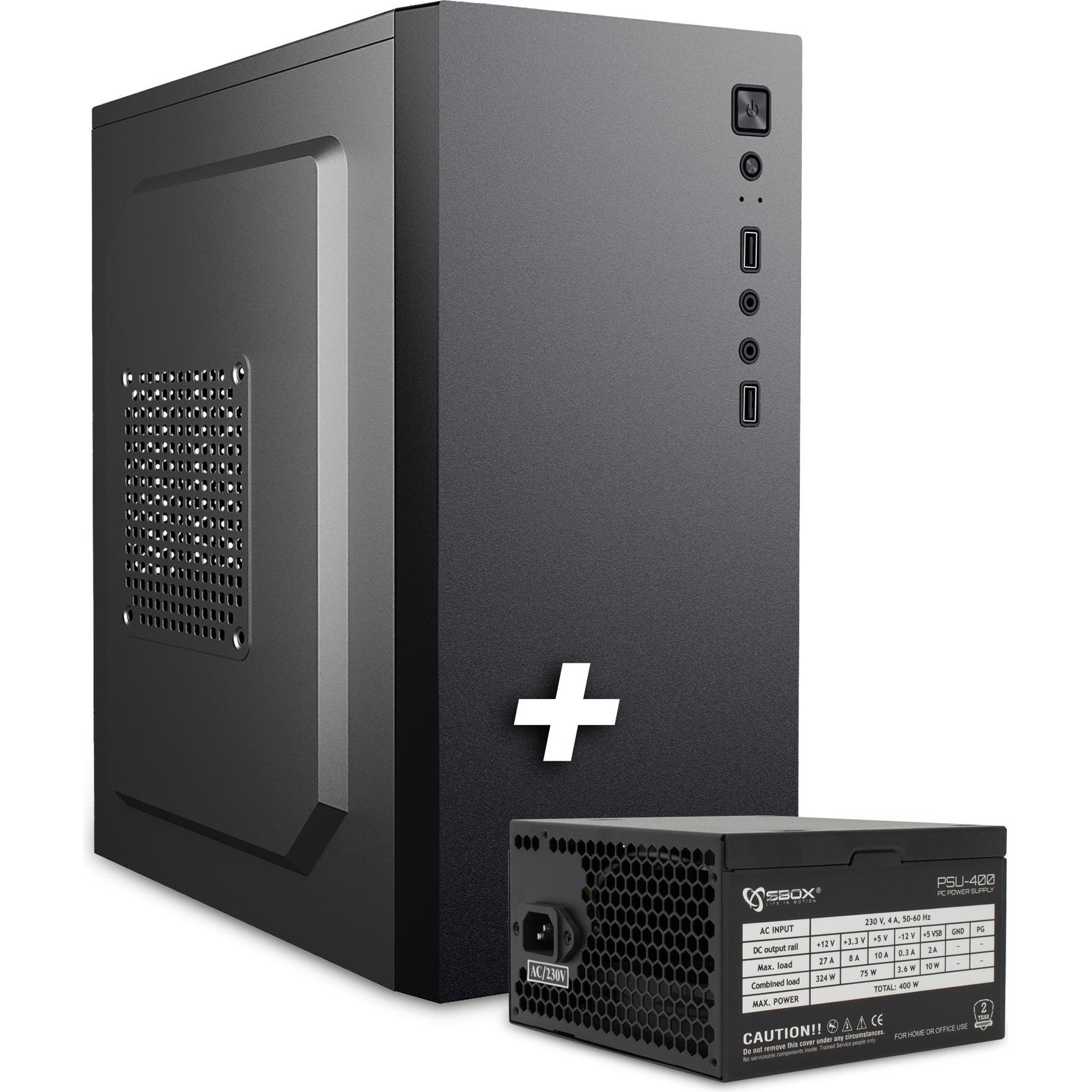 Sbox Computer case PCC-12 MicroATX + PSU-400 (mATX, ITX) (PCC-12 + PSU-400)