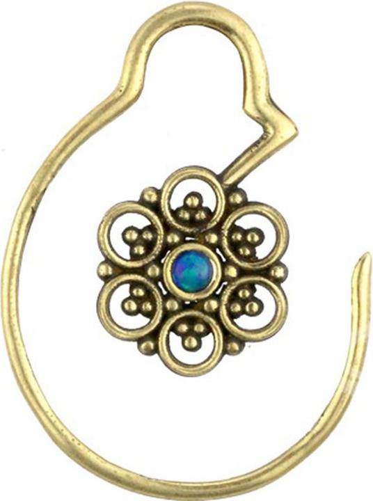 Produktbild Star Piercing Ohrgewicht Ring vergoldet Kreisblume mit Opal blau (Messing)
