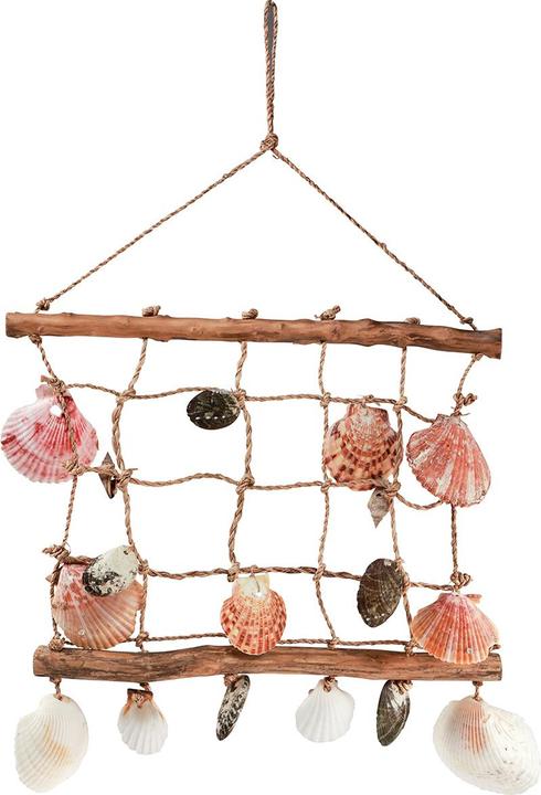 Viana Maritime Fischernetz Hängedeko mit Muscheln natürlichen Materialien