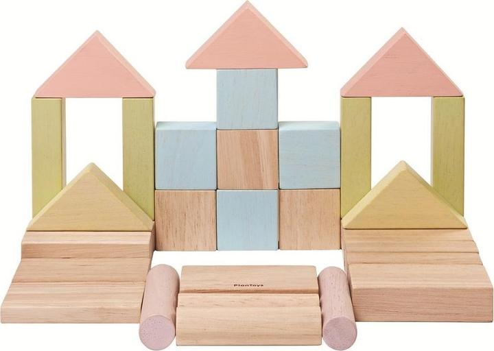 Actual product image Plantoys 40 wooden blocks pastel