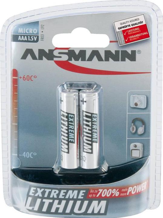 Productafbeelding Ansmann Micro (AAA) batterij Lithium E (2 Pcs., AAA, 1150 mAh)