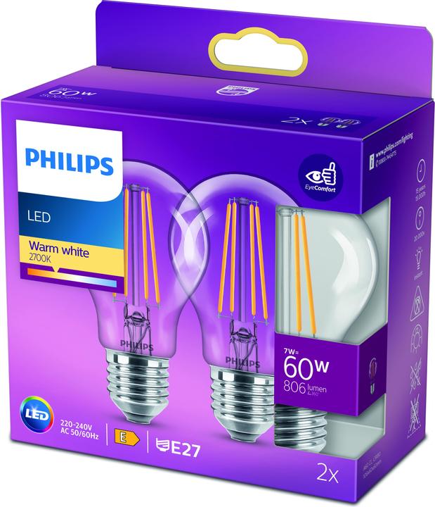 Produktbild Philips Lampe (E27, 7 W, 806 lm, 2 x, E)