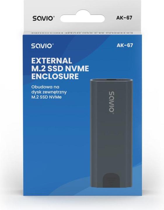 Produktbild Savio M.2 SSD NVMe externes Laufwerksgehäuse USB-C 3.1 AK-67 grau (M.2 2230, M.2 2280, M.2 2260, M.2 2242)