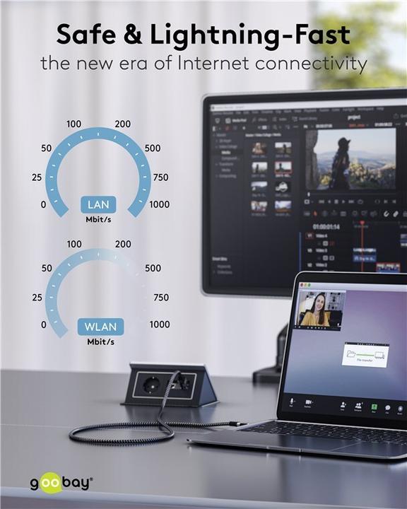 Actual product image Goobay Ethernet cable USB-C to RJ45, 1.5 m (USB 3.1, USB-C, USB-C 3.2 Gen 1, RJ45 (1x))