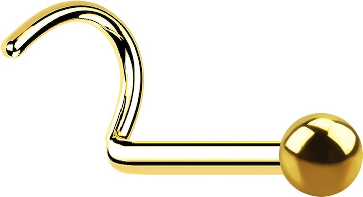 Image du produit Star Piercing Nasenstecker gebogen vergoldet mit Kugel (Titane G23, sans laiton)