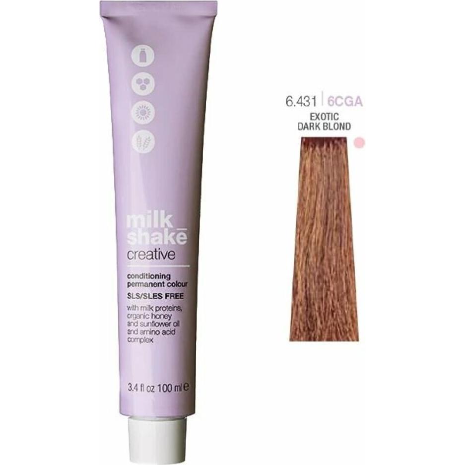 Milk_Shake, Haarfarbe, Vopsea permanenta Creative 6.4316CGA, Blond Inchis Exotic, 100ml (Blond Inchis Exotic)