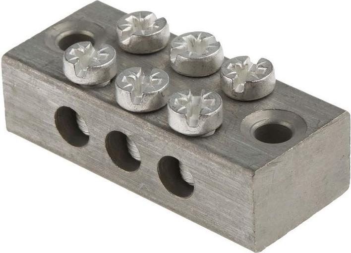 Actual product image RS PRO 3 way double screw earth terminal block (Terminal block)