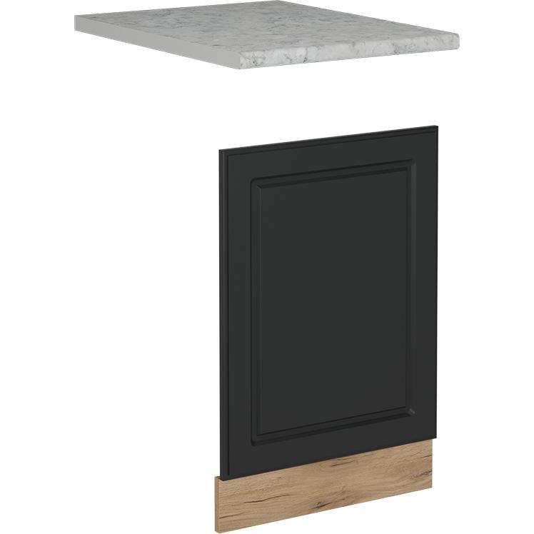 Vicco Geschirrspülblende R-Line, Anthrazit Landhaus/Goldkraft Eiche, 45 cm, AP Marmor, Geschirrspüler Zubehör, Grau