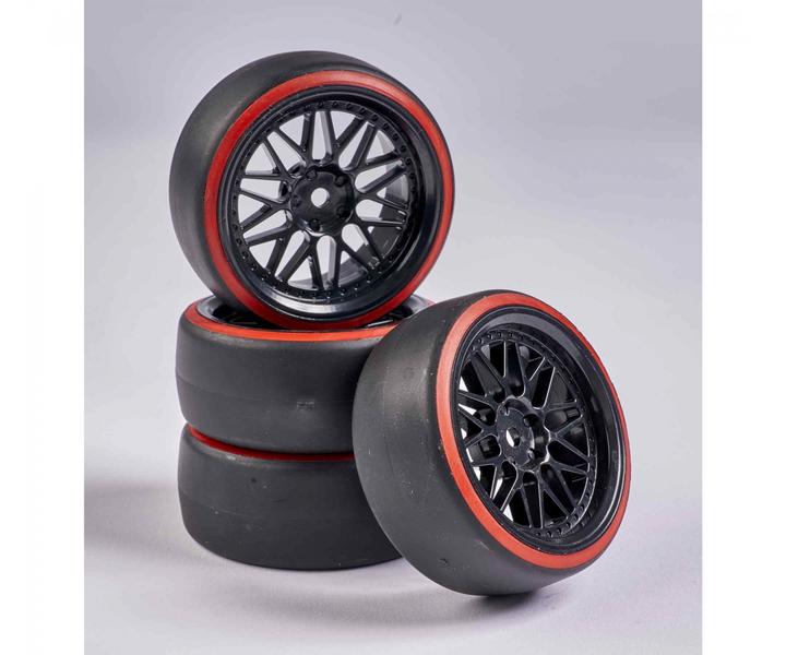 Carson Kompletträder 1:10 Räderset Drift (4) schwarz/rot