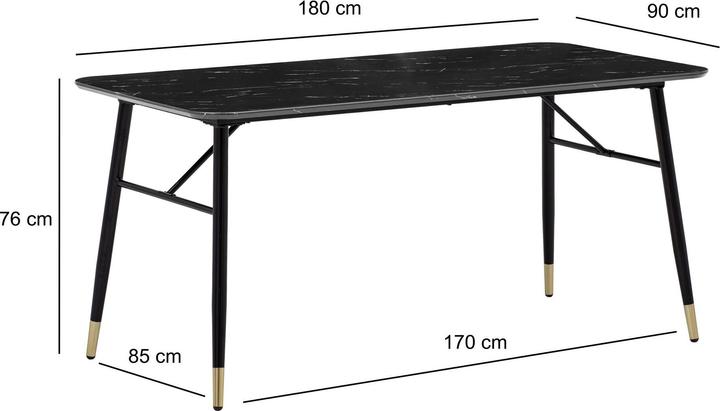 Actual product image FineBuy Dining room table Marble look black Dining table Kitchen table Dining room table