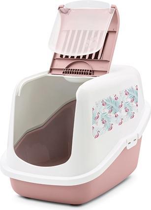 Actual product image Savic Kattenbak Nestor Impression Flamingo Roze / Wit (Cat litter tray open)