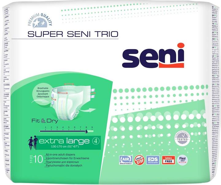 Produktbild Seni Trio Windelhosen atmungsaktiv Hüftumfang 130-170cm 8 Tropfen (10 x, Large plus)