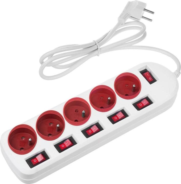 Immagine prodotto Maclean Ciabatta elettrica, prolunga con 5 prese, con interruttori, 250 VAC/10 A, 1,5 m, MCE204 R/ (5 x, CEE 7/3, 1.50 m)